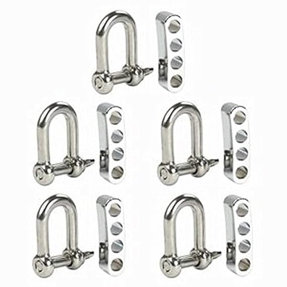 Edelstahl D Schäkel Set Durable Outdoor Survival Armband mit 4 Löchern verstellbar für Verschluss Band Silber 5 Sets