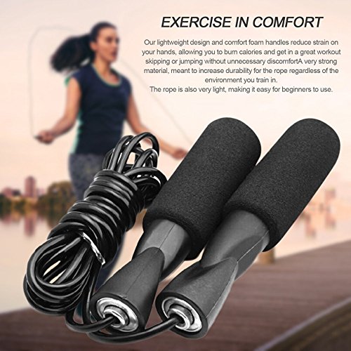 Adjustable Jump Rope with - Cardio Jumping Rope for Men, Women, and Children of All Heights and Skill Levels (Black