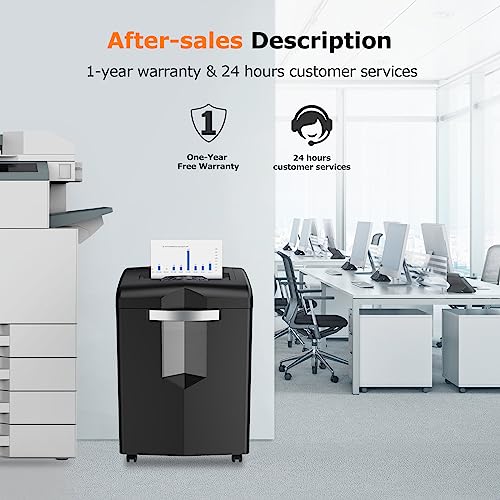 Bonsaii Heavy Duty Paper Shredder, 24Sheet 60 Minutes Crosscut Office