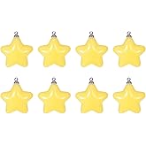 HARFINGTON Star Pendants Charm, 8Pcs 26mm Acrylic Bead Pendants with Loop for Bracelet Jewelry Making DIY Handicrafts, Yellow