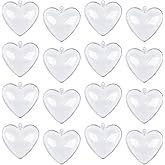 Jangostor 20 Packs Clear Heart Ornaments Balls Valentine‘s Day Ornaments Ball to Fill, DIY Plastic Fillable Valentine Decorations Tree Balls Baubles Craft Transparent Ball (6.5CM)