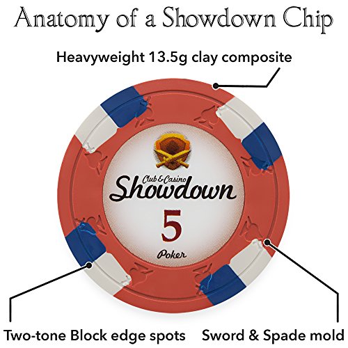 Claysmith Gaming 200ct Showdown Poker Chip Set in Acrylic Case with Lid, 13.5-Gram Heavyweight Clay Composite
