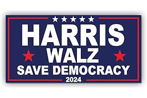 TAYTA (7.5x3.75) Magnetic Sticker Harris Walz 2024 Magnet Sticker Kamala Sticker Kamala Harris Save Democracy President Blue Magnet for Bumper, Refrigerator, Cruise Door, Car, Garrage Door
