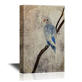 Birds and Poultry Canvas Wall Art - White Bird Standing on a Tree Branch - Gallery Wrap Modern Home Art | Ready to Hang - 12x18 inches