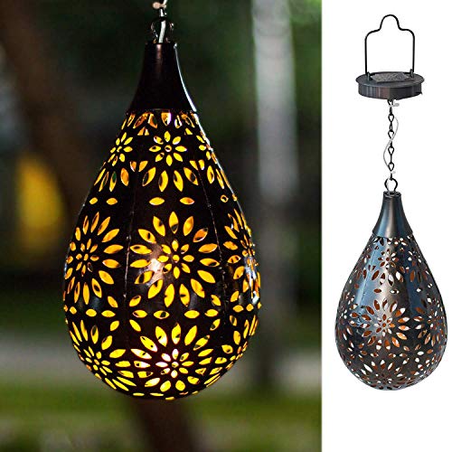 BOAER Hanging Solar lights Outdoor Garden Boho LED Flower Waterproof Decorative Metal Light for Porch Garden Outdoor