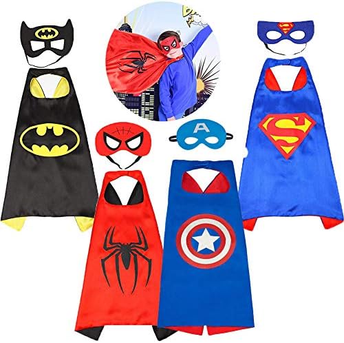 Asgift Comics Cartoon Hero Cape and Mask Costumes Set for Kids Dress Up Party