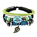 WILD-WIND (TM Christmas Unique Leaf Pendant Oval Beads Multistrand Leather Adjustable Wrap Bracelet
