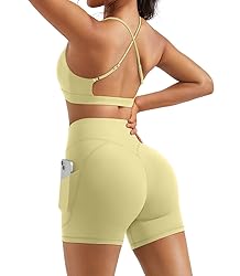 OMKAGI 2 Piece Workout Sets for Women Open Back