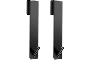 Kontoyo Shower Door Hooks(7.5 Inch),Extended Over Door Hooks for Bathroom Frameless Glass Shower Door,Stainless Steel Towel Hooks,Heavy Duty Rack Hooks for Robe,Towel-2 Pack-Black