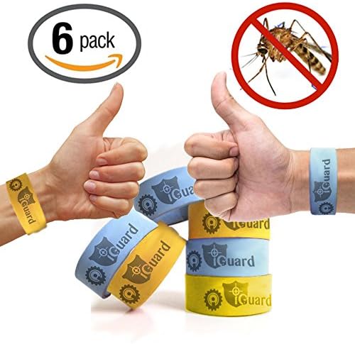 iGuard Band All Natural Mosquito Repellent Bracelets - Six (6) Pack - Deet Free, Mess, Spray or Plastic - Deters Bugs for Hours - Natural Oil Bug Repellent - Kid Safe Bracelet!