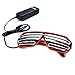 PINFOX Light Up Shutter Neon Rave Flashing Glasses El Wire LED Sunglasses Glow Costumes For Party, 80s, EDM RB03 (Red - White)