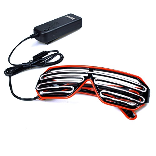 Aquat Shutter EL Wire Neon Glasses LED Sunglasses Light Up Costumes For Party RB03 (Red + White)