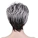 Emmor Short Grey Synthetic Wigs for Women Pixie Cut Wig Natural Realistic Daily Use Hair, Mix Black & White Fiber