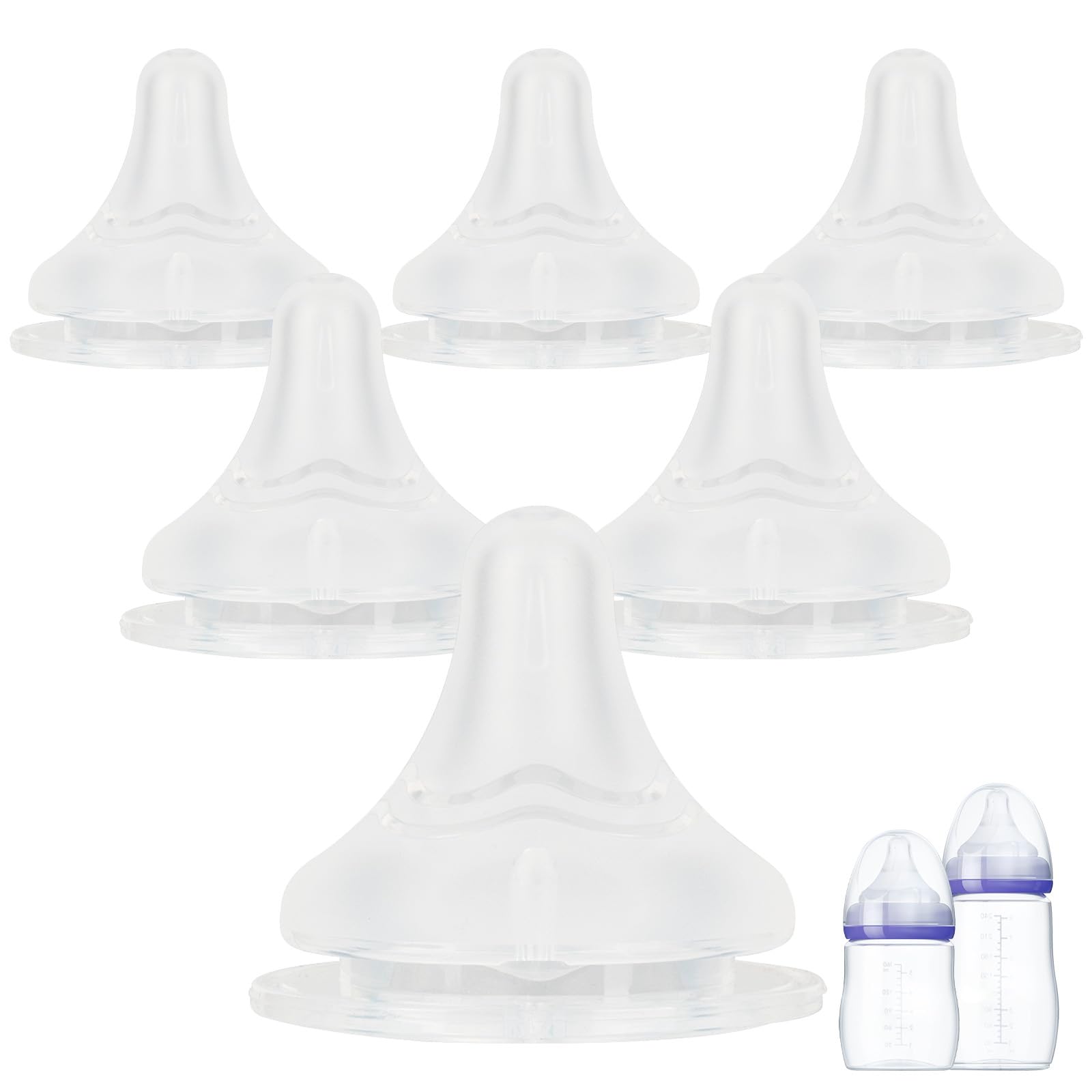Photo 1 of Silicone Nipples for Lansinoh Baby Bottle, Size S,Replacement Bottle Nipple,1m+,Slow Flow, 6 Count