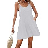 Sweet Hearts Spaghetti Strap Dresses for Women - Casual Sundress Beach Cover Up Tank Dress with Pockets Made in USA