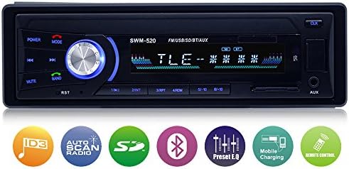 Car Stereo, Single Din Car Radio with Bluetooth, Universal In-Dash Car MP3 Player AM/USB/SD Card/FM Radio with Remote Control
