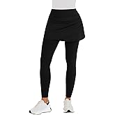 WOWENY Skirted Legging for Women Tulip Hem Ruched with Pockets High Waisted Tennis Golf Skorts Legging with Skirt