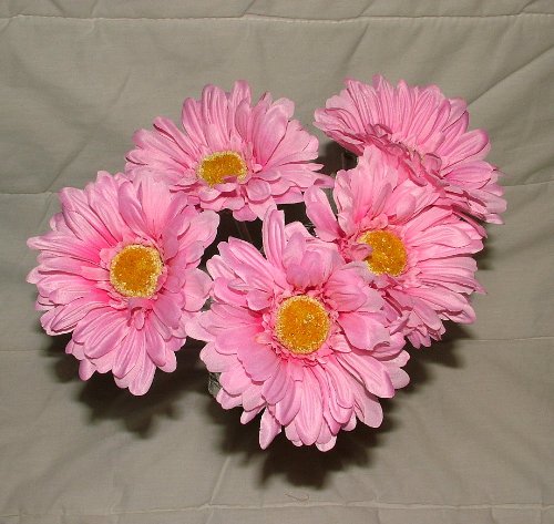 6 x Artificial Single Stem Light Pink Gerbera with Big Bloom - very dramatic - home garden