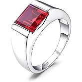 Jewelrypalace Men's Square 2-3ct Natural Smoky Quartz Created Ruby Alexandrite Sapphire Simulated Emerald Engagement Ring, 14K White Gold Plated 925 Sterling Silver Promise Rings, Gemstone Jewelry