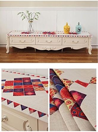 Miustyle Retro Cotton Linen Pattern Table Runner Cloth For Home Kitchen Dinning Furniture Living Room Festival Décor (20x79 Inches, Colorful Diamond)