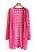 Meditative Rose Women's Thin Crochet Knitted Front Cardigan Pocket Sweater (Rosy)