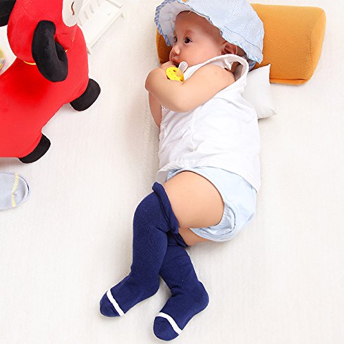 GZMM Baby Knee High Cotton Socks Infant Toddler Seamless Stocking 5Pairs Packs