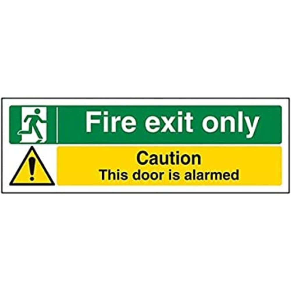 V Safety Fire Exit - Fire Exit Only/Door Alarmed - 600 x 200 mm Safety Sign — image 1