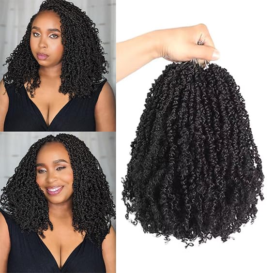 Datanala Yanky Twists Crochet Braiding Hair 14 Inch 9 Packs Crochet Hair with Curls Micro Spring Twists Crochet Hair Pre-looped Curly Crochet Braids Hair Extensions for Women (1B#, 14inch) โ image 1