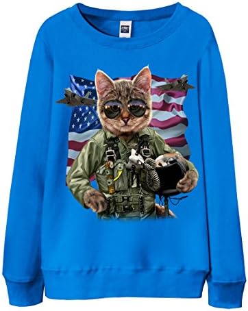 Sweatshirt - US Air Force pilot as cat impersonator Ocean Blue XX-Large