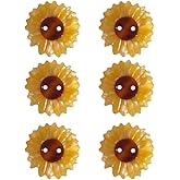 Novelty Sunflower Shaped Buttons for Crafts,Acetate Button for Clothes,Buttons for Sewing,Button Bulk,Pack of 6