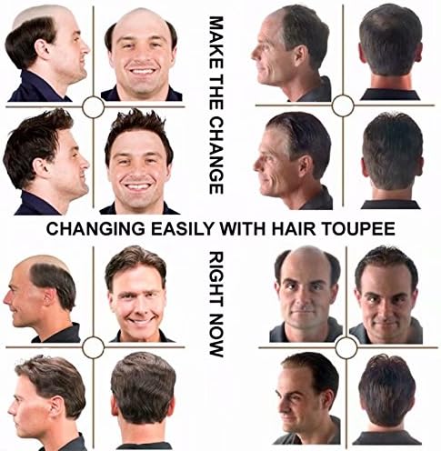Mens Human Hair Toupee Hairpieces Swiss Lace Front Replacement System Combined with PU base 10X8 inch large size N.L.W. Jet Black 6 inch Gentlemen Hair piece - Image 5