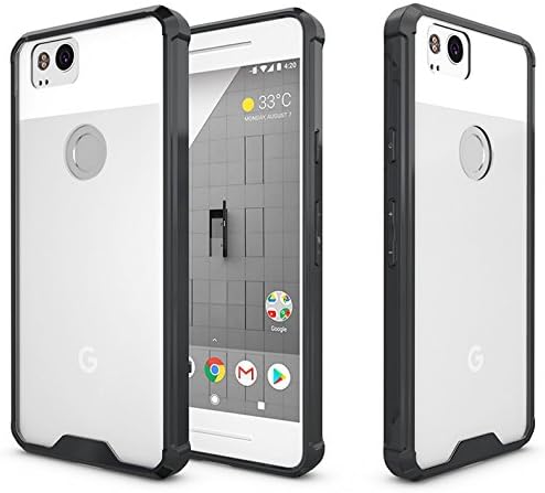 Google Pixel 2 XL Case, PopSmart Shockproof Hybrid Hard Clear Back Bumper Cover for Google Pixel 2 XL (black)