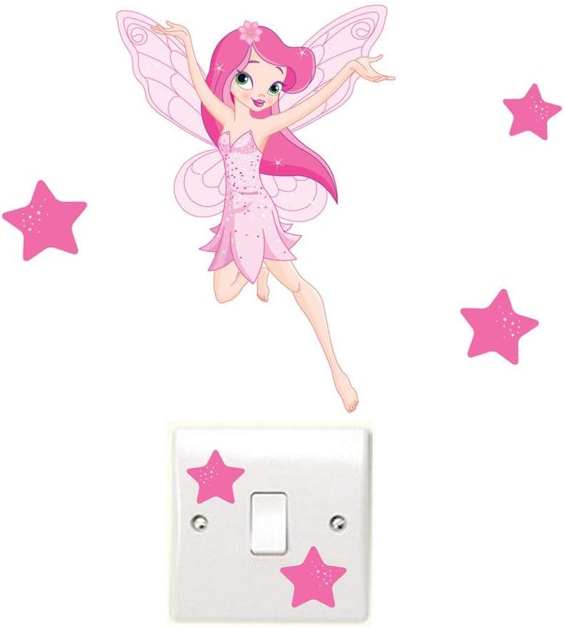 Flying Fairy & Stars Light Switch Wall Stickers Children's Bedroom Playroom Perfect for any themed room