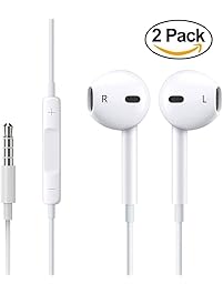 2-PACK Premium Earphones/Earbuds/Headphones with Stereo Mic&Remote Control for iPhone iPad iPod Samsung Galaxy and More Android Smartphones Compatible With 3.5 mm Headphone WHITE