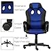 SEATZONE Smile Face Series Leather Gaming Chair, Racing Style Large Bucket Seat Computer Desk Chair, Executive Office Swivel Chair with Headrest, Blue