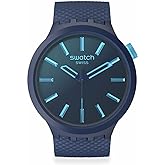 Swatch Big Bold Biosourced Lacquered Unisex Watch Casual Polymer Blue Automatic Waterproof Indigo Glow