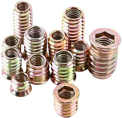 TOP-VIGOR 20Pcs Threaded Insert Nuts for Wood, M6*15 Insert Hex Socket Nuts, Flanged Hex Socket Screw, Carbon Steel Hex Drive Head Nut for Wood Timber Furniture Carpenter DIY