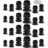 Teenitor 24 Pcs Plastic Waterproof Adjustable 3.5 - 13mm Cable Gland Joints, PG7, PG9, PG11, PG13.5, PG16, Pack of 24