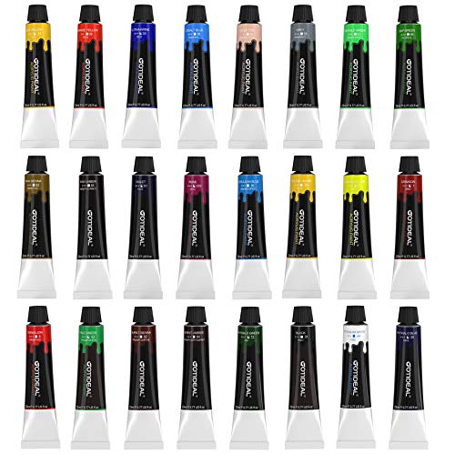 GOTIDEAL Acrylic Paint Set, 24 Colors/Tubes(23ml, 0.77 oz) Non Toxic Non Fading,Rich Pigments for Artist, Hobby Painters, Adults & Kids, Ideal for Canvas Wood Clay Fabric Ceramic Craft Supplies