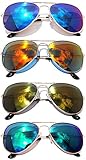 Classic Metal Aviator Sunglasses Mirror Lens Gold Color Frame 4 pairs