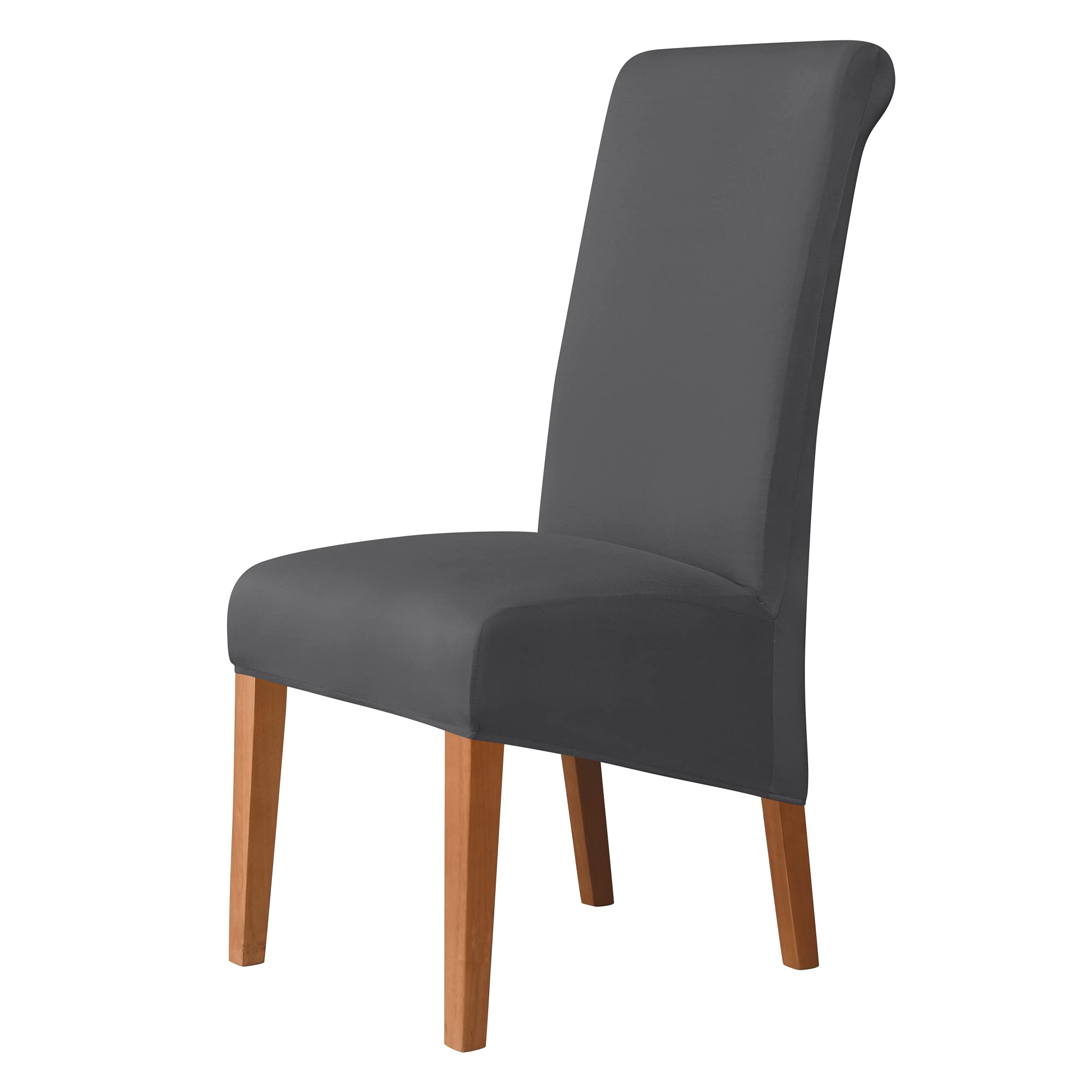 Kozuoan XL Size Chair Covers for Dining Chairs, soft and elastic spandex dining chair covers, detachable and washable, Dark gray, Pack of 6