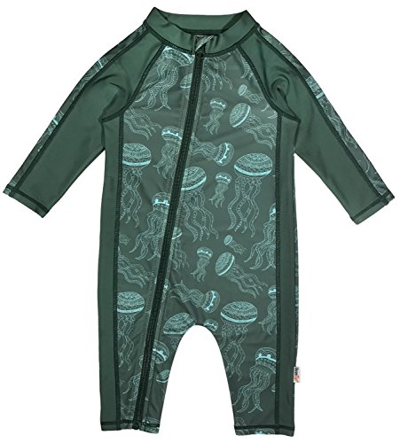 SwimZip Boy Long Sleeve Sunsuit UPF 50+ Protection | Jellyfish Green 12-18 Month