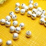 100pcs Spacer Beads Findings Stardust Silver Plated Base Round 4mm for Jewelry Making