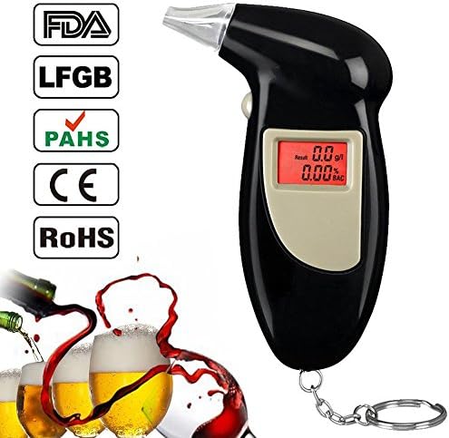 Digital LCD Backlight Display Breath Alcohol Tester Breathalyzer Audible Alert Keychain Sobriety Tester