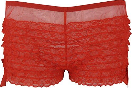 Discreet Tiger Sheer Rumba Ruffled Frilly Knickers Panties Underpants Briefs Red 2XL