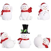 ABOOFAN 13Pcs Christmas Snowman Miniature Ornaments Mini Resin Snowman Figurines Snow Globes Micro Landscape DIY Crafts Supply