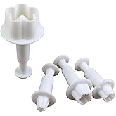 4Pcs White Flower Plunger Cookie Cutters, Plastic Blossom Cake Fondant Mold, DIY Baking Decorating Tools for Dessert and Candy Sculpting