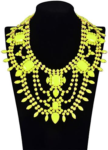GBLXF Fashion Retro Jewelry Pendant Knit Chain Choker Chunky Statement Bib Necklace (Yellow)
