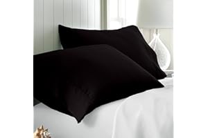 Kotton Culture Set of 2 Pillowcase Set 100% Egyptian Cotton 600 Thread Count Pillow Cover Protector Premium Bedding (King/Cal King, Black)