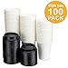 Fit Meal Prep 100 Pack 8 oz Disposable Coffee Cups with Lids and Stirrers, Premium To Go Coffee Cups with Lids, Leak Proof Paper Travel Coffee Cups for Cold/Hot Beverage, Durable for Office Business